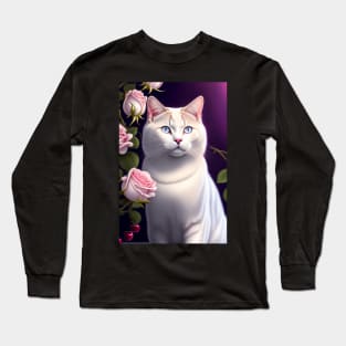 Rosey White British Shorthair Portrait Long Sleeve T-Shirt